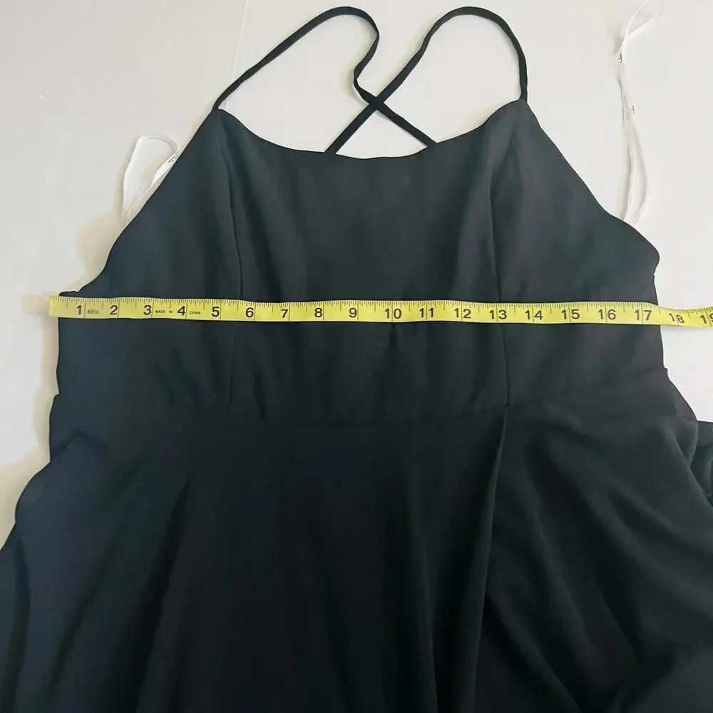 Lulus Classic Grace Spagetti Strap Front Split Maxi Dress Size XL Black - Picture 6 of 8